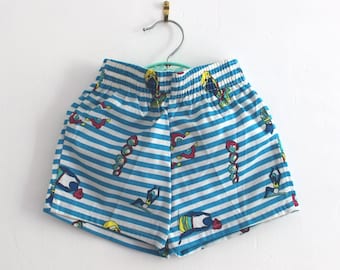 Vintage 1970/80's patterned shorts - French new old stock - Size 2/3 years