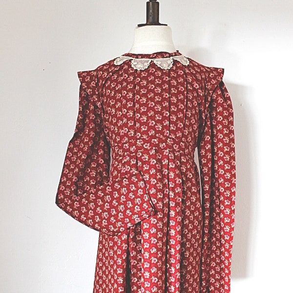 Robe à manches longues fleurie des années 70 - Taille 12 ans