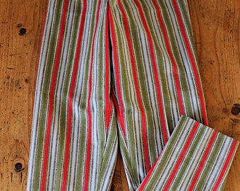 Vintage 60's cotton striped pants - French NOS - Size 12 years