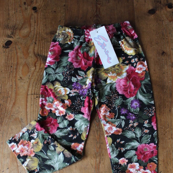 Leggings en jersey fleuri des années 80 - Stock ancien neuf - Taille 5 ans