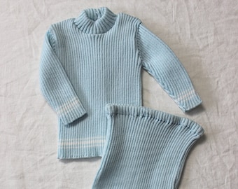 Vintage 70's baby knitted set - Belgian new old stock - Size 3 months