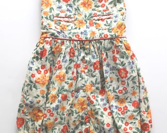 Vintage 1980 floral cotton jumpsuit - French New old stock - Size 18 months