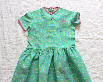 Vintage 60s floral cotton dress - French new old stock - Size 3/4/8 years