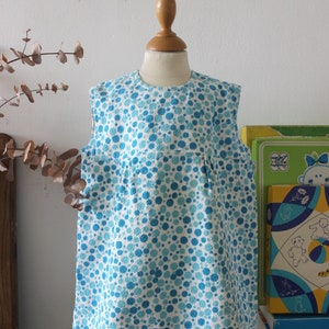 Vintage 1960s polka dots terrycloth summer dress - French new old stock - Size 3 years