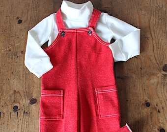 French vintage 70's dungarees and top - French NOS - Size 2 years