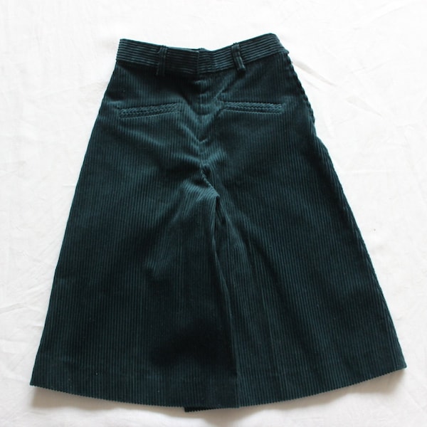 Jupe culotte en velours cotelé vert foncé des années 70 - Stock Neuf - Taille 8 ans