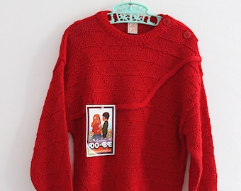 Pull rouge été des années 80 - Stock Neuf - Taille 2 ans