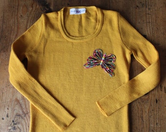 Jersey de pura lana con mariposa bordada años 70 - Stock nuevo - Talla 10 años
