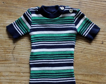Vintage 70's striped knitted top - French NOS - Size 9/12 months