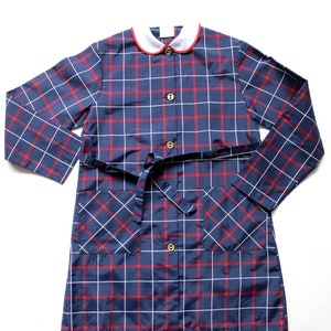French vintage 70&#39;s checkered blouse or dress - New old stock - Size 11 years