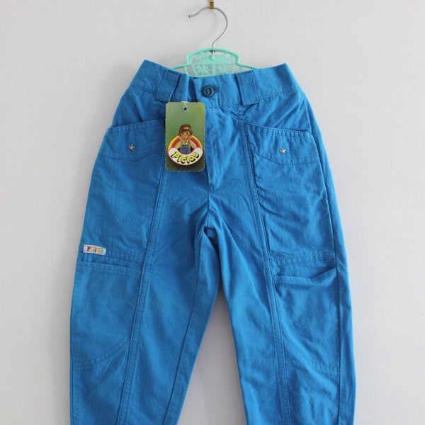 Pantalon en coton turquoise des années 80 - Stock Neuf - Taille 3 ans