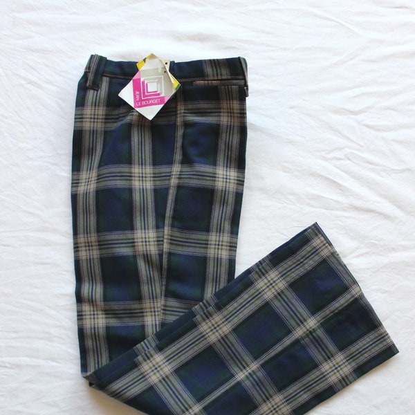 Vuntage 1970's wooly plaid trousers - French NOS - Size 12 years