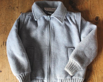 Blouson d'hiver en laine gris des années 70 - Stock ancien neuf - Taille 7/8 ans