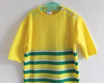 Top in maglia gialla a righe anni '70 - Nuovo stock - Taglia 12 anni