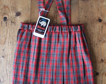 Vintage 60/70's plaid pleated suspender skirt - Belgian NOS - Size 3 years