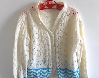 Vintage 70's crocheted cardigan - Size 6 years