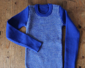 Vintage 1970 blue and white sweater - French new old stock - Size 6 years