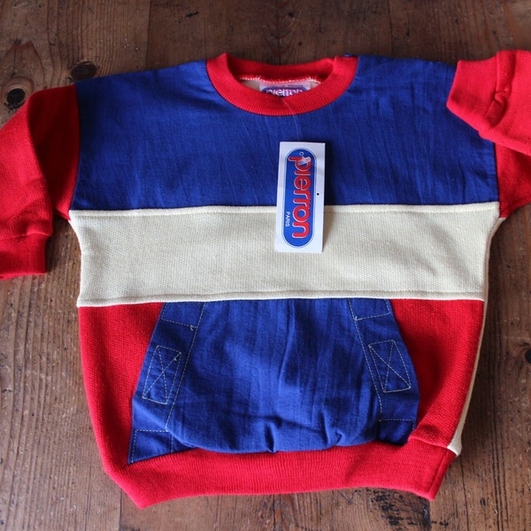 Sweat-shirt jersey color block des années 80 - Stock neuf - Taille 1 an