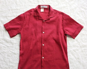 French vintage 70/80's burgundy crepe cotton shirt - New old stock - Size 10 years