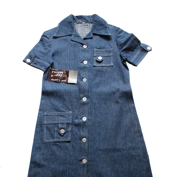 Robe en jean des années 70 - Stock neuf - Taille 14 ans