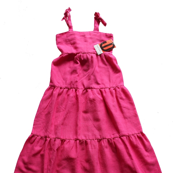 Robe longue à bretelles rose fushia - Stock Neuf - Taille 2 et 5 ans