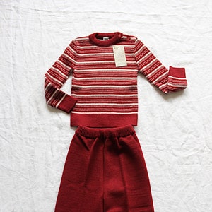 Vintage 70's winter knitted set - Spanish NOS - Size 2 years