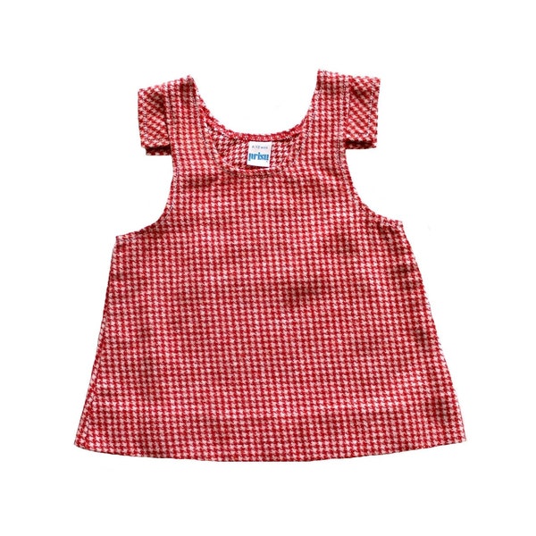 Robe d'hiver pied de poule rouge des années 70 - Stock neuf - Taille 9/12 mois