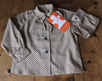 Chemisier beige à petits motifs des années 70 - Stock ancien neuf - Taille 4 ans