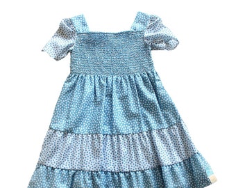 French vintage 70's patterned summer dress - New old stock - Size 4 years