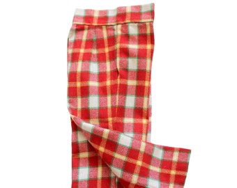 VINTAGE 70's plaid trousers in red or green colours  - French NOS - Size 8 years