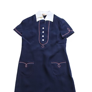Vintage 60&#39;s navy blue summer dress - Italian new old stock - Size 12 years