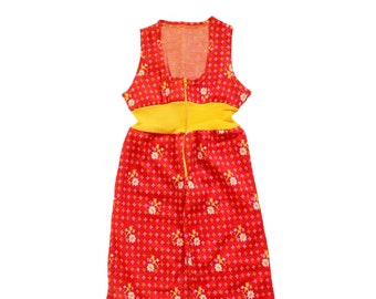 French vintage 70&#39;s floral jersey jumpsuit - New old stock - Size 1 year