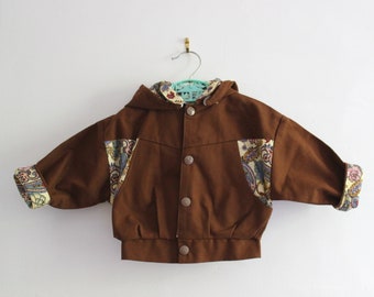 Blouson en coton marron et motif cachemire des années 80 - Stock Neuf - Taille 6 mois