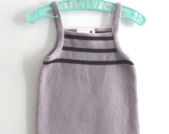 French vintage 1970 purple knitted tank - New old stock - Size 12/18 months