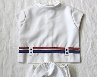 Witte Tergal set uit de jaren '60 - New Stock - Maat 2 jaar