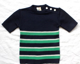 Vintage 70's striped knitted top - French NOS - Size 12 years