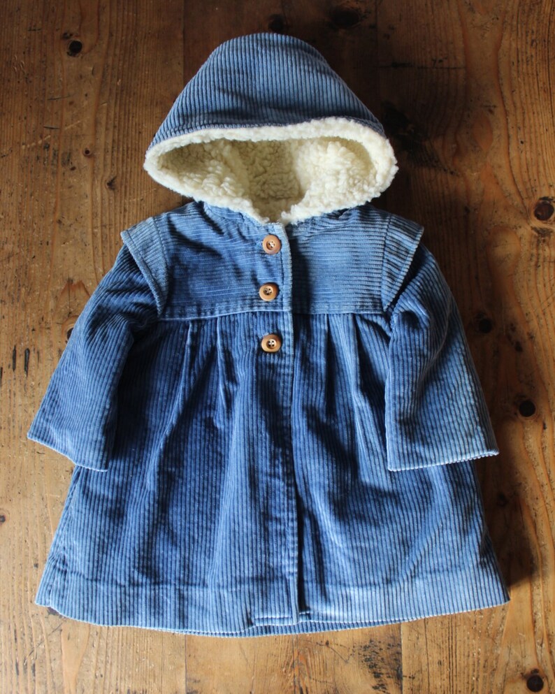 Vintage 1970 s Corduroy Hooded Coat With Faux Fur Lining French New vintage-1970-s-corduroy-hooded-coat-with-faux-fur-lining-french-new
