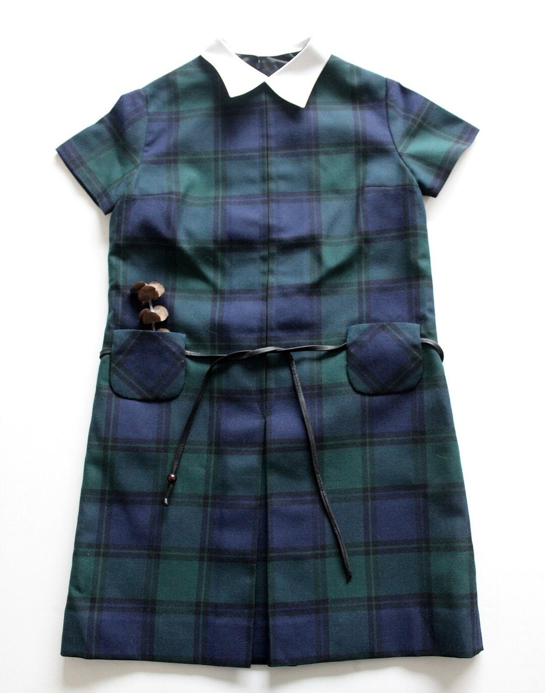 Vintage 60/70's Tartan Wooly Dress French NOS Size Etsy