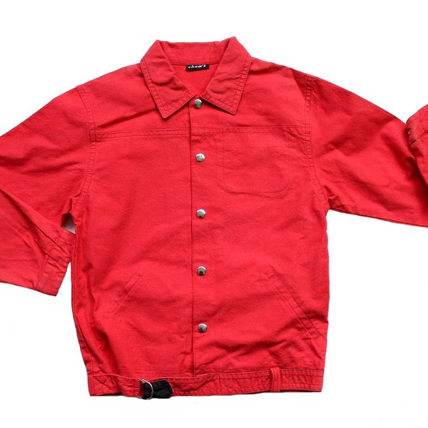 Veste oversized en coton rouge des années 80 - Stock ancien neuf - Taille 6 ans