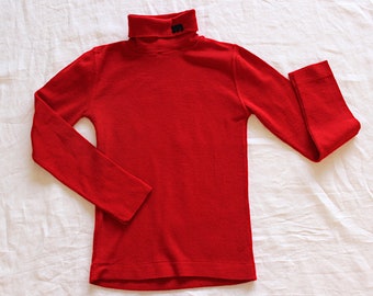 Vintage 1970 red turtleneck sweater - French new old stock - Size 12 years