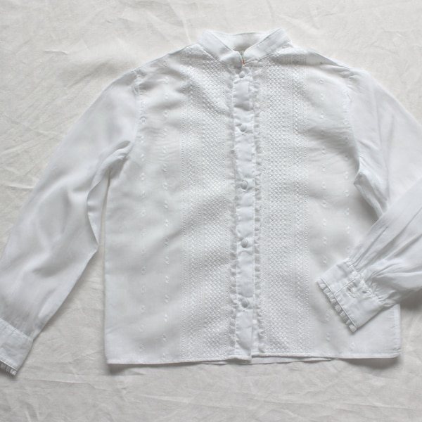 Chemise blanche brodée des années 60/70 - Stock ancien neuf - Taille 10 ans