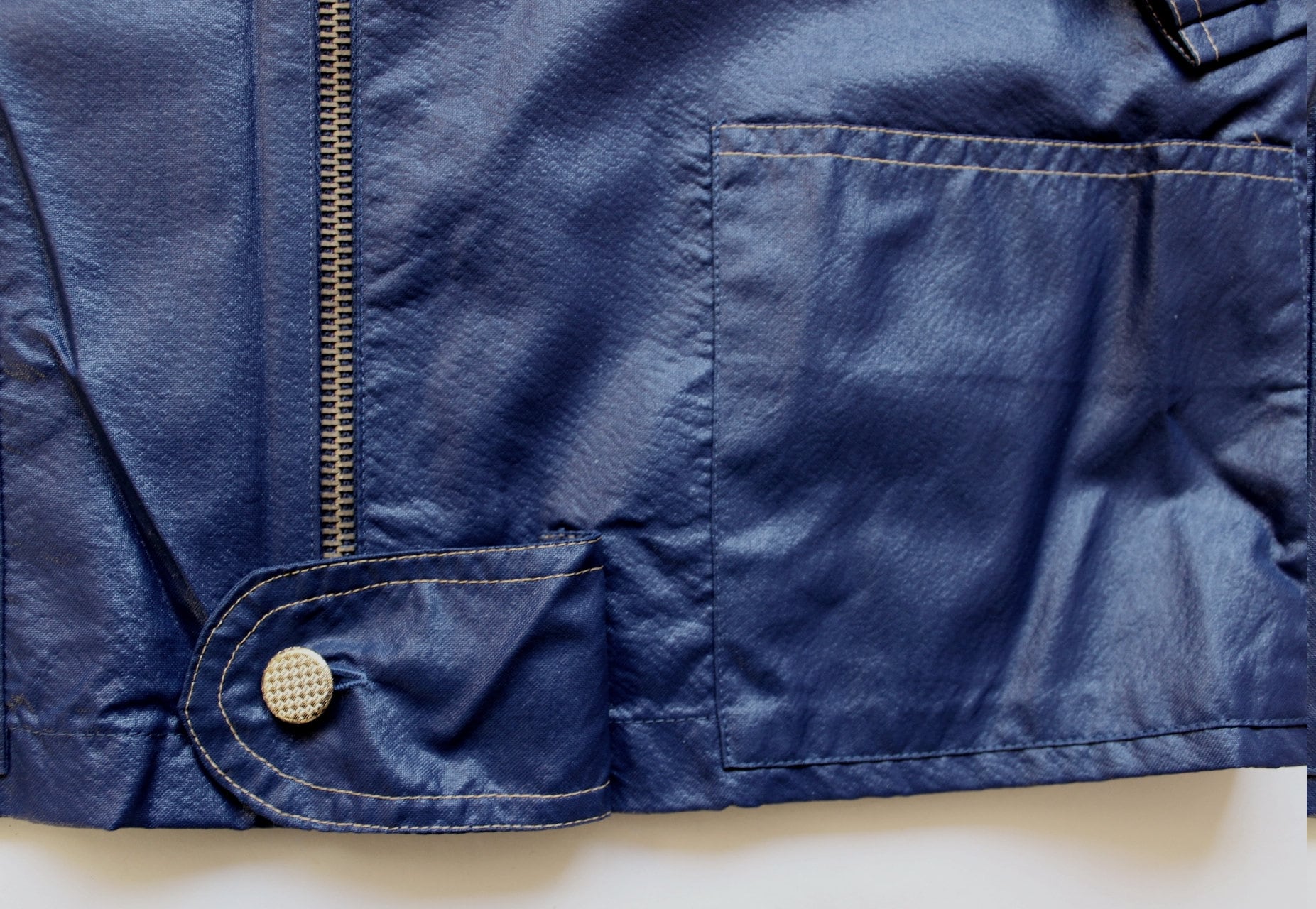 Vintage 70's Navy Blue Nylon Jacket With Patch - French NOS