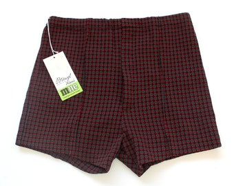 Short en jersey polyamide quadrillé des années 60/70 - Stock Neuf - Taille 10 ans