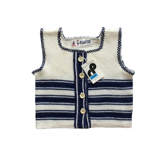 Vintage 70's baby striped knitted top French New old stock Size 6 9 months Vintage 70's baby striped knitted top French New old stock Size 6 9 months
