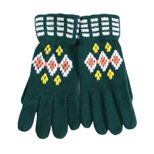 Gants en tricot acrylique des années 70 - Stock ancien neuf - Taille 12 ans