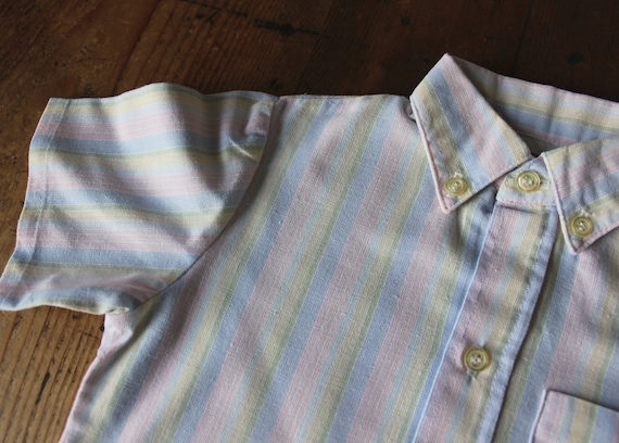 French vintage 80's striped summer shirt - New ol… - image 2