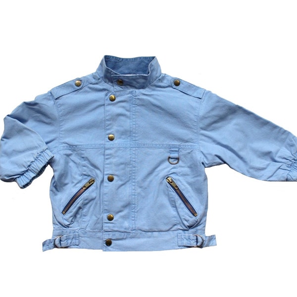 Veste en coton bleu délavé des années 70 - Stock Neuf - Taille 3 ans