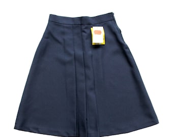 Vintage 70's navy blue midi skirt - French NOS - Size 8 years