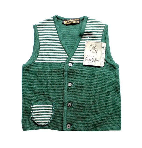 Green Striped Knitted Vest Italian 
