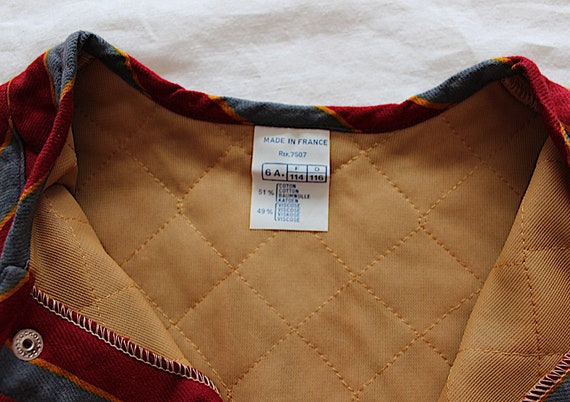 French vintage 1980s striped padded jacket - Burg… - image 5